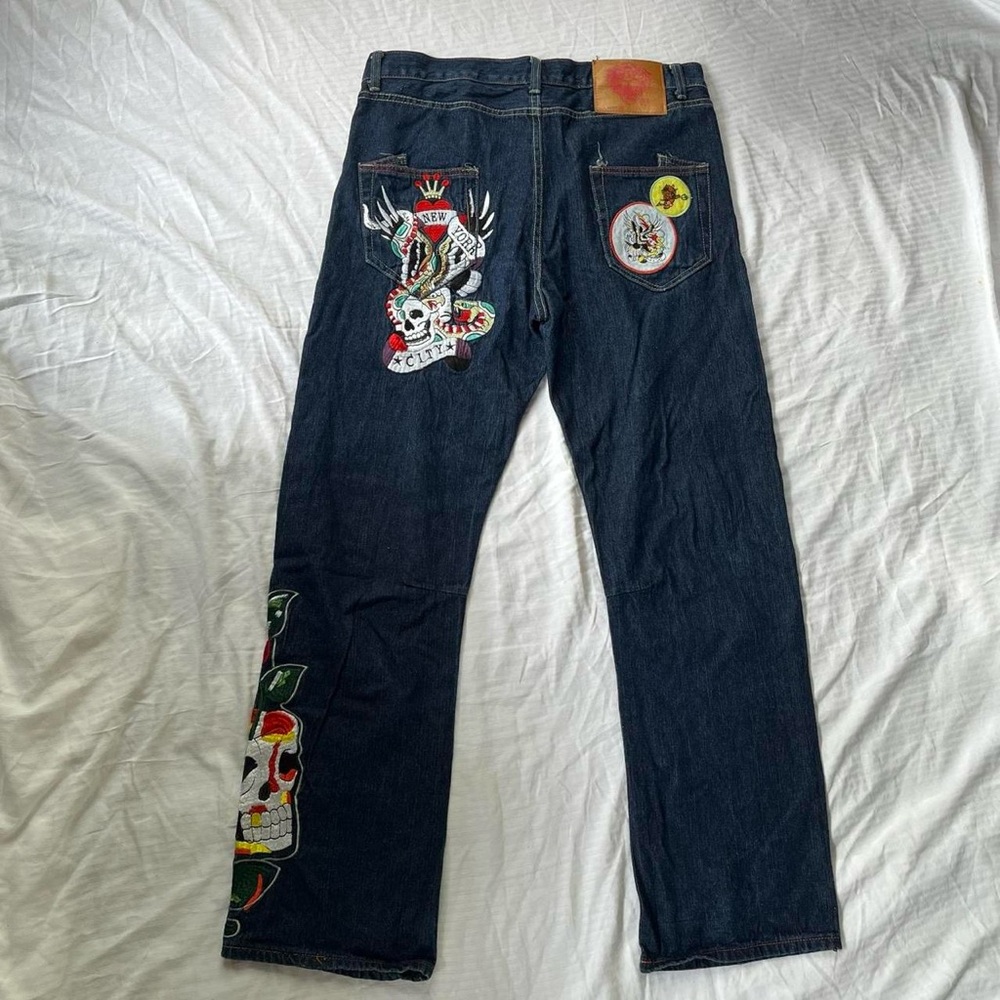 Vintage Ed Hardy embroidered jeans